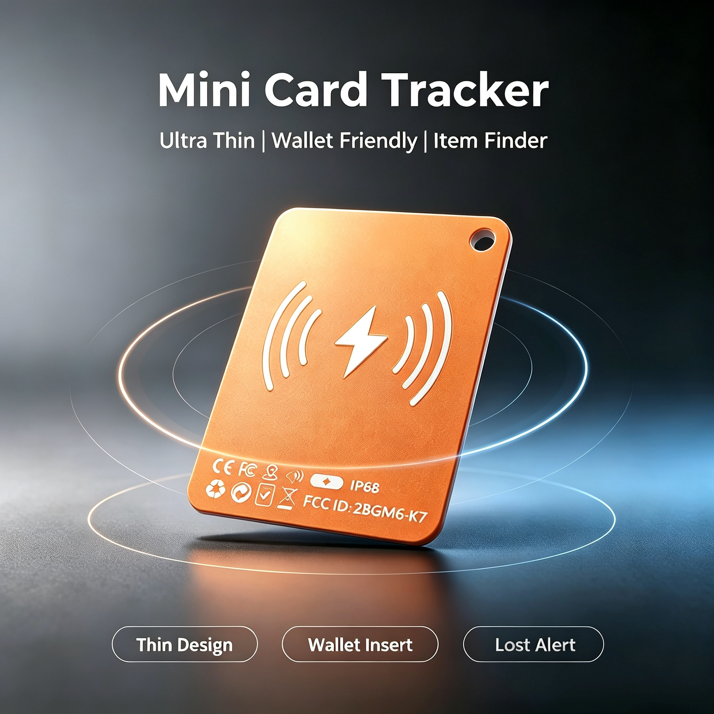 Mini Card Tracker with Apple Find My IOS & Andriod — Keychain Bluetooth Tracker, IP68 Waterproof